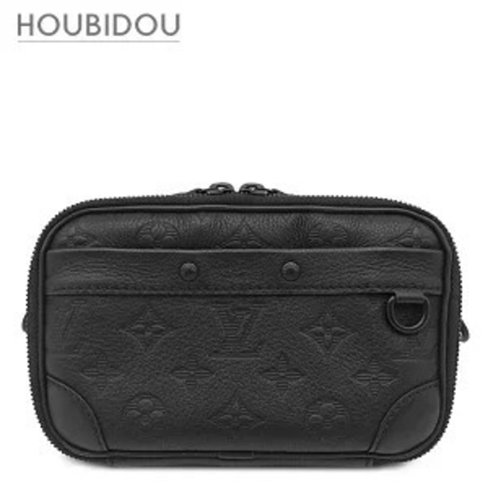 Louis Vuitton Alpha Wearable Wallet Shoulder Bag Calfskin Black Crossbody